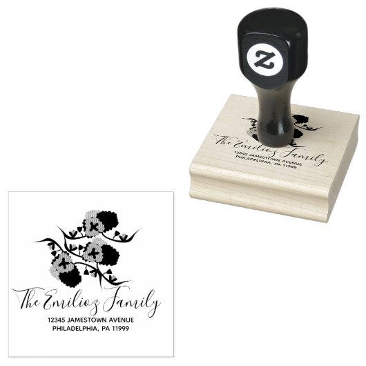 Folk Floral Greenerity Script Address Rubber Brief Gummistempel (Stempel)