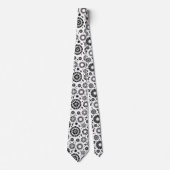 Folk Floral Schwarz-Weiß-Blumen Boho Chic Krawatte (Vorderseite)