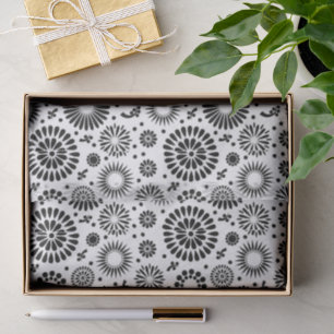 Folk Floral Schwarz-Weiße Blumen Boho Chic Seidenpapier