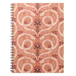 Folk Floral Snake: Symmetrisch Vintag Notizblock