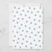Folk Floral Stripe - Blue- Baby Dusche Einladung (Rückseite)