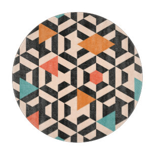 Folk Floral Symmetric Digital Gouache Schneidebrett