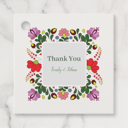 Folk Floral Wedding Custom Design Geschenkanhänger (Vorderseite)