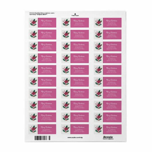 Folk Florals Christmas Return Address Labels (Vorne)