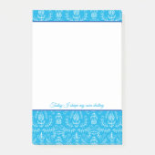 Folk Florals in Blue Personalisiert Notes Post-it Klebezettel (Vorderseite)