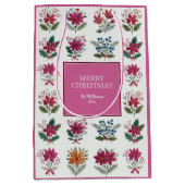 Folk Florals Pink Christmas Mittlere Geschenktüte (Vorderseite)