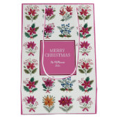 Folk Florals Pink Christmas Mittlere Geschenktüte (Rückseite)