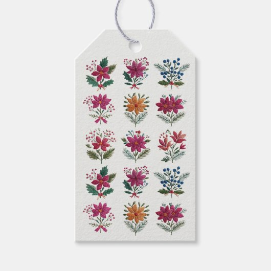 Folk Florals Weihnachten Geschenkanhänger (Vorderseite)