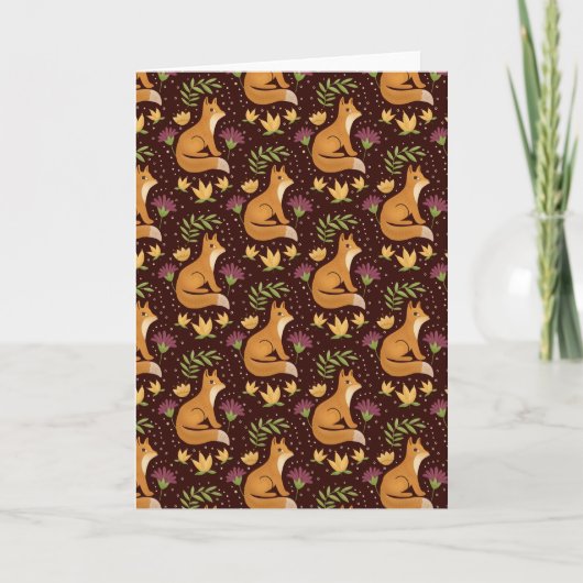 Folk Foxes Greeting Card Karte (Vorderseite)