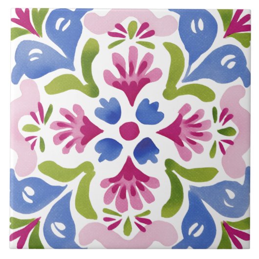 Folk Garden Watercolor Fliese (Vorderseite)