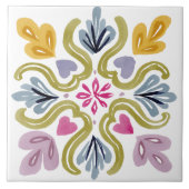 Folk Garden Watercolor Fliese (Vorderseite)