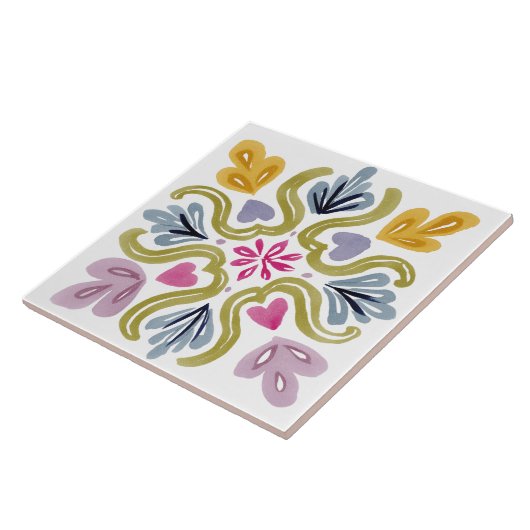 Folk Garden Watercolor Fliese (Seite)