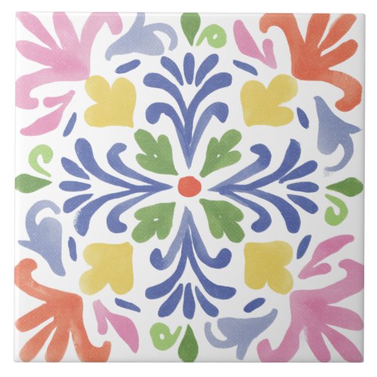 Folk Garden Watercolor Fliese (Vorderseite)