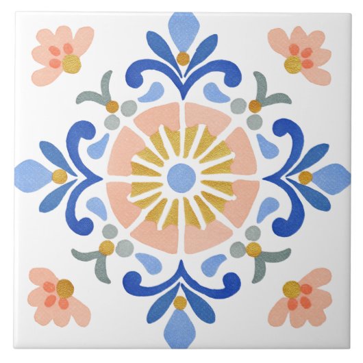 Folk-Garten-Aquarell Fliese (Vorderseite)