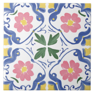 Folk-Garten-Aquarell Fliese