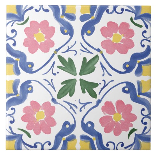 Folk-Garten-Aquarell Fliese (Vorderseite)