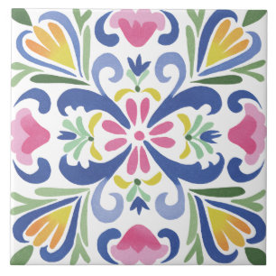 Folk-Garten-Aquarell Fliese