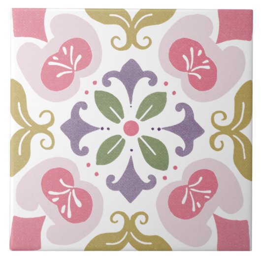 Folk-Garten-Aquarell Fliese (Vorderseite)