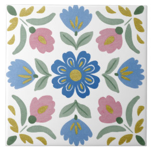 Folk-Garten-Aquarell Fliese