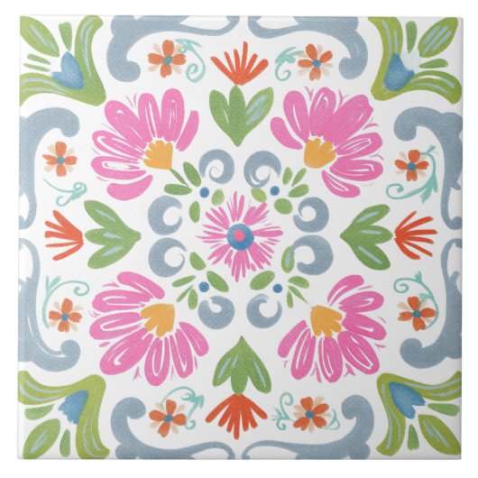 Folk-Garten-Aquarell Fliese (Vorderseite)