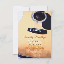 Folk Gitarre 50. Geburtstag Feier Custom Inv Einladung