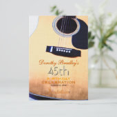 Folk Guitar 45. Geburtstagsparty Custom Einladung (Stehend Vorderseite)
