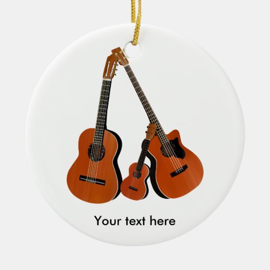 Folk Guitar Acoustic Bass und Ukulele Keramikornament (Vorne)