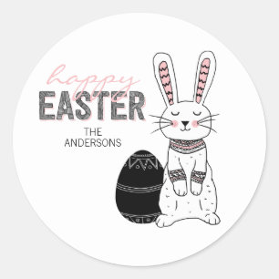 Folk Happy Oaster Bunny Rabbit Sticker