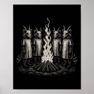 Folk Horror Raccoon Weidcore Creepy Halloween Poster