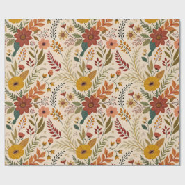 Folk-Inspired Autumn Wildflower Print Geschenkpapier