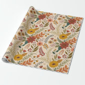 Folk-Inspired Autumn Wildflower Print Geschenkpapier (Ungerollt)