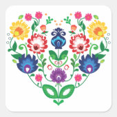 💜 Folk inspiriert Quadratischer Aufkleber (Vorderseite)