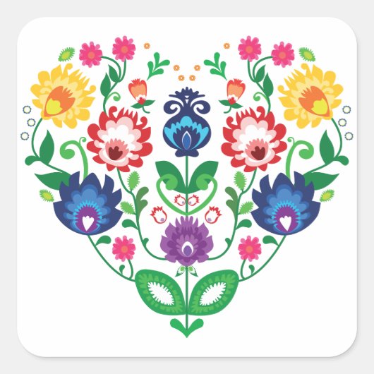 💜 Folk inspiriert Quadratischer Aufkleber (Vorderseite)