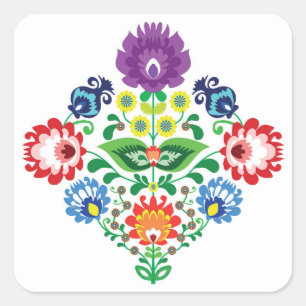 💜 Folk inspiriert Quadratischer Aufkleber