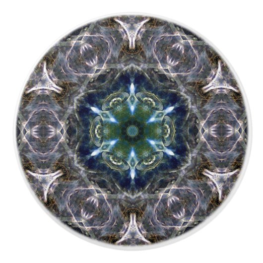 Folk Mandala Keramik Drawer Pull Keramikknauf (Vorderseite)