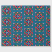 Folk Matyo Abstraktes Blumenmuster Geschenkpapier (Flach)