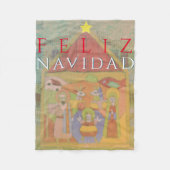 Folk Nativity Scene "Feliz Navidad" Fleecedecke (Vorderseite)