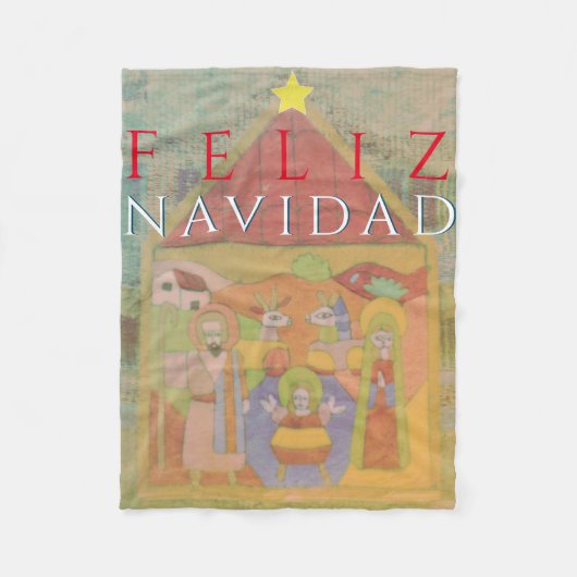 Folk Nativity Scene "Feliz Navidad" Fleecedecke (Vorderseite)