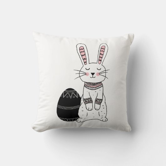 Folk Oaster Bunny Rabbit Throw Kissen (Vorderseite)