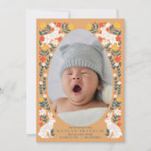 Folk Oaster Egg Baby Foto Geburtsankündigungskarte Einladung (Vorderseite)