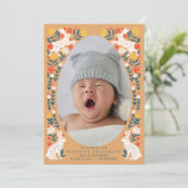 Folk Oaster Egg Baby Foto Geburtsankündigungskarte Einladung (Stehend Vorderseite)