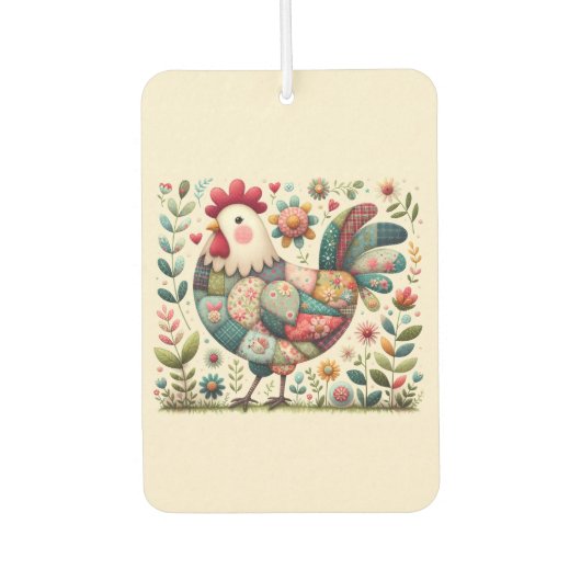 Folk Patchwork-Liste mit floralen Akzenten Autolufterfrischer (Vorderseite)