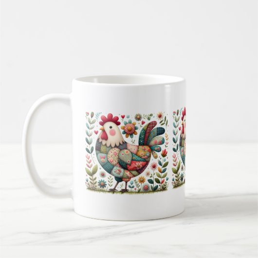 Folk Patchwork-Liste mit floralen Akzenten Kaffeetasse (Links)
