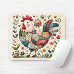 Folk Patchwork-Liste mit floralen Akzenten Mousepad