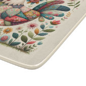 Folk Patchwork Rooster with Floral Accents Cutting Schneidebrett (Ecke)