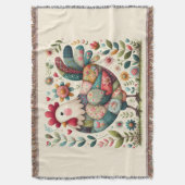 Folk Patchwork Rooster with Floral Accents Decke (Vorderseite Vertikal)