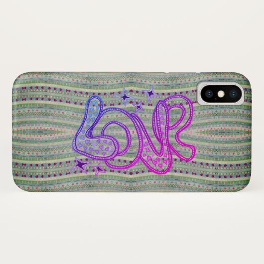 Folk Psychedelic Pretty Hearts Love Case-Mate iPhone Hülle (Rückseite (Horizontal))
