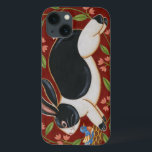 Folk Rabbit iPhone 13 Hülle<br><div class="desc">Holen Sie sich dieses moderne Kunstwerk heute mit einem braunen und roten Hintergrund. Dieses Kunstwerk enthält ein schwarz-weißes Kaninchen, das zu laufen scheint. Die Details in diesem Bild sind sehr scharf und lebendig. Es ist ein zeitgenössisches Kunstwerk, das sich perfekt für jede Art von Folk-Thema eignet, für das Sie sich...</div>