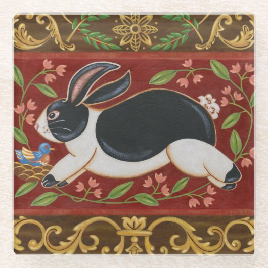 Folk Rabbit Glasuntersetzer (Vorderseite)