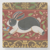 Folk Rabbit Steinuntersetzer (Vorderseite)